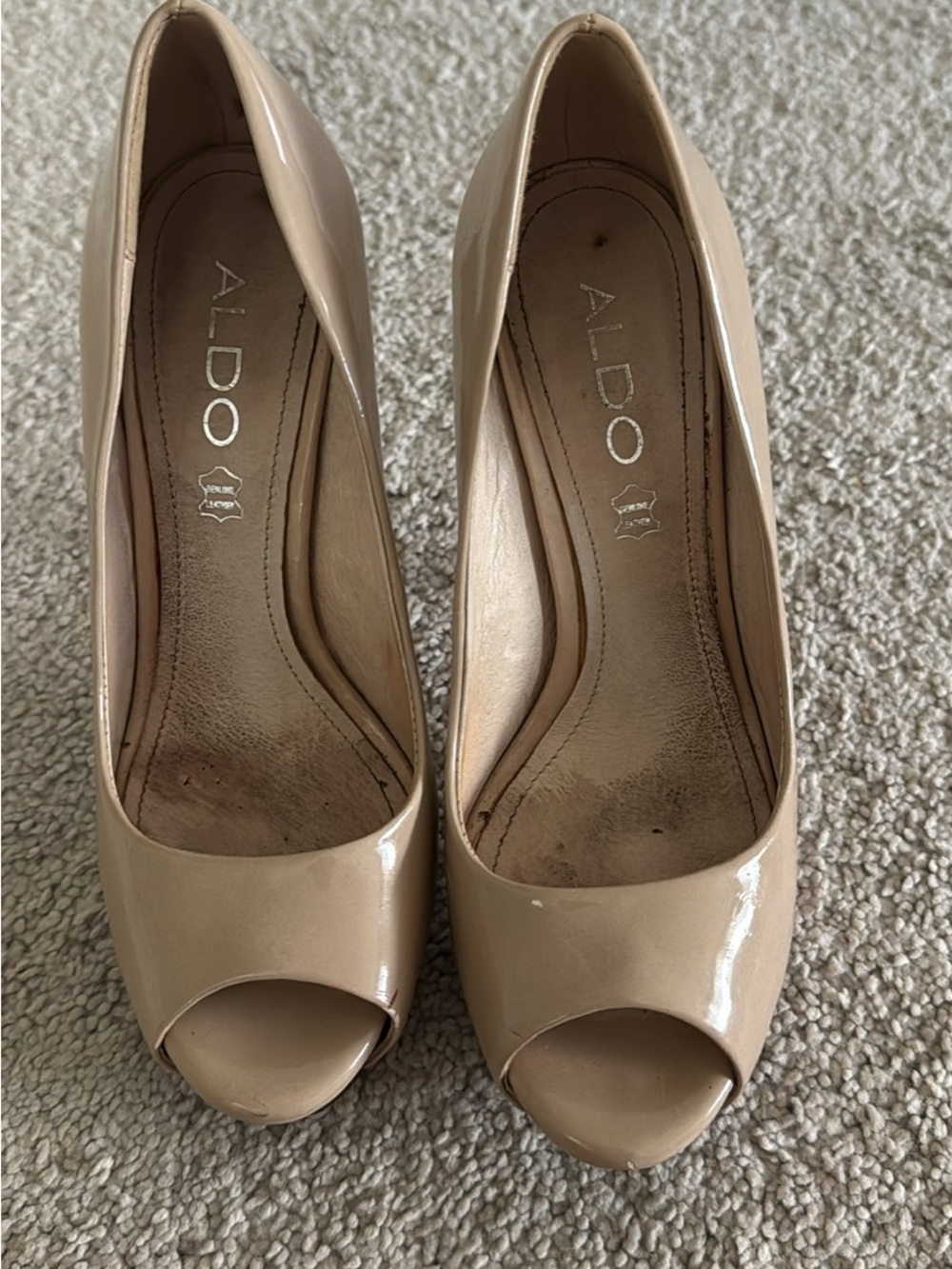 ALDO Nude Patent Peep-Toe Pumps